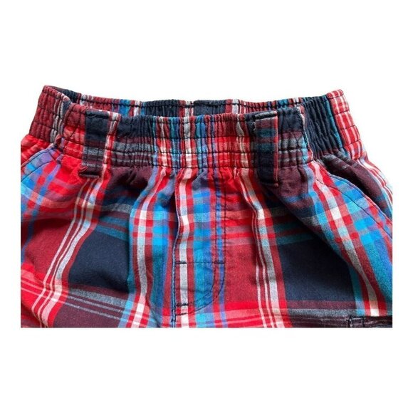 GARANIMALS plaid pull-up shorts elastic waist side/cargo pockets button Boy 2T - Picture 7 of 10